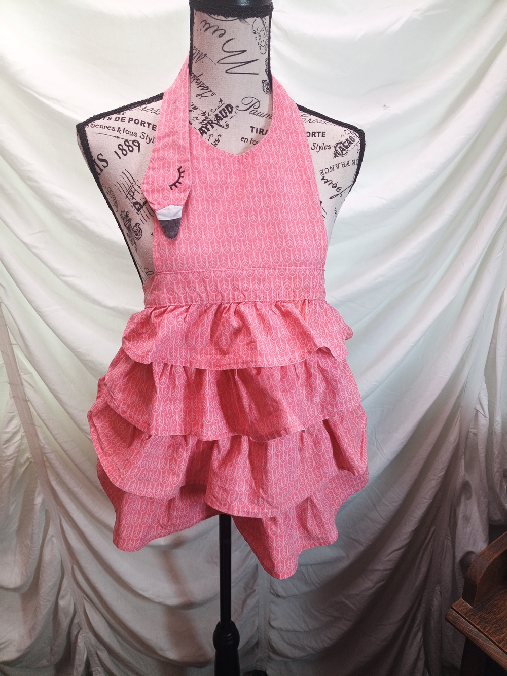 Source Unknown Pink Tiered Halter Ruffle Apron